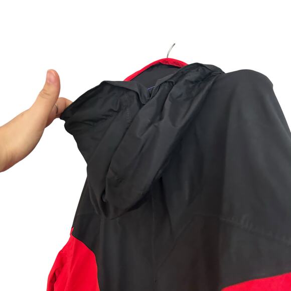 Columbia Omni-Tech Hooded Jacket Red Black Nylon Shell Women’s Large Hiking - Picture 8 of 16